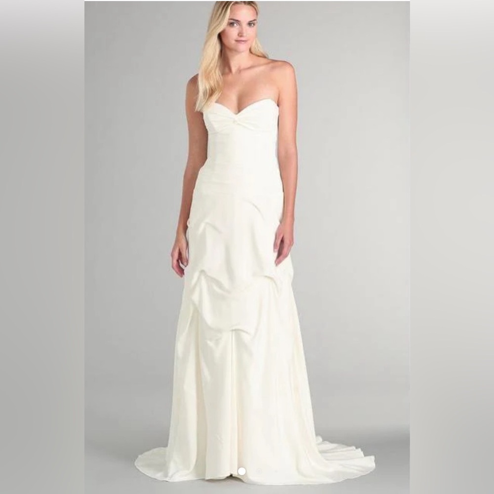 NWT NICOLE MILLER SILK STRAPLESS RUCHED BRIDAL WEDDING GOWN DRESS $1265